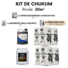 Kit de Chukum para — 20 m² Kit de chukum para 20 m² con 1 litro de superconcentrado PC38, 6 bultos de pasta base y un bote de 4 litros de adherente ATAN ADHE‑M