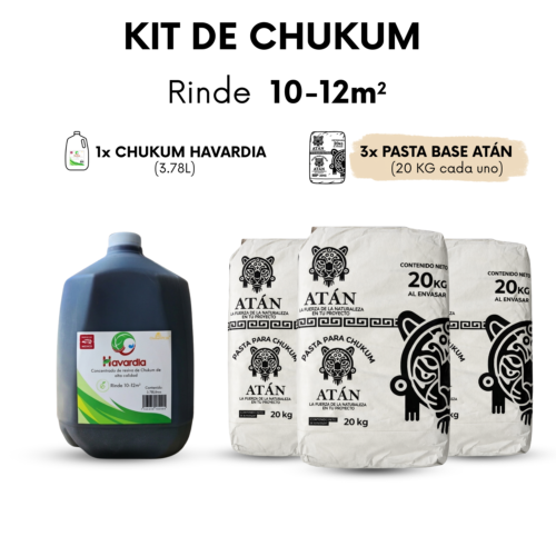 Kit de chukum Havardia para 12 m² con 1 galón y 3 bultos de pasta base