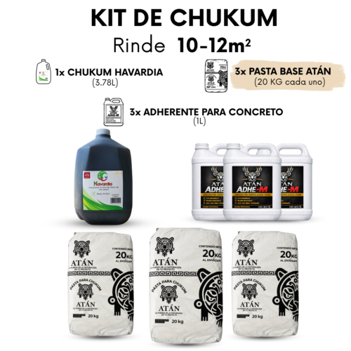 Kit de chukum Havardia para 12 m² con 1 galón, 3 bultos de pasta y 3 litros de adherente