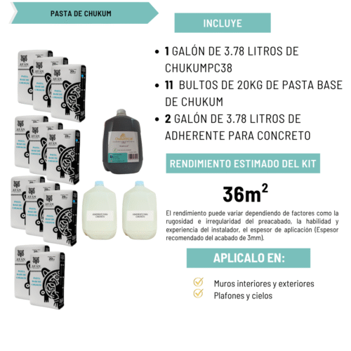 KIT 36M PASTA ESTUCO CHUKUM Kit completo para 36m2