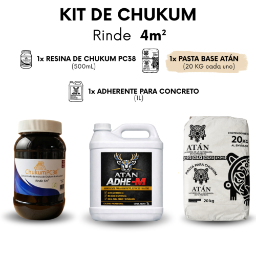Kit de Chukum PC38 para 4 m² con resina, pasta base y adherente