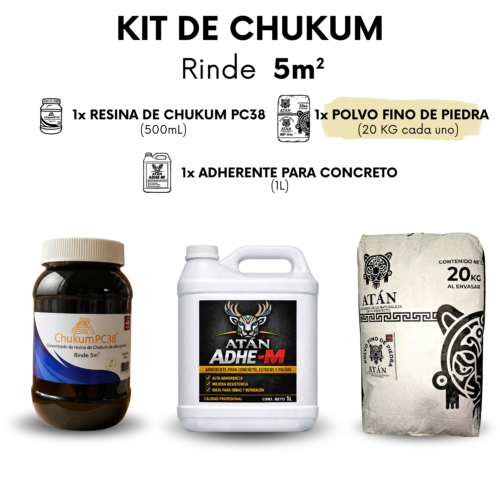 Kit de Chukum PC38 para 5 m² con resina, polvo fino y adherente